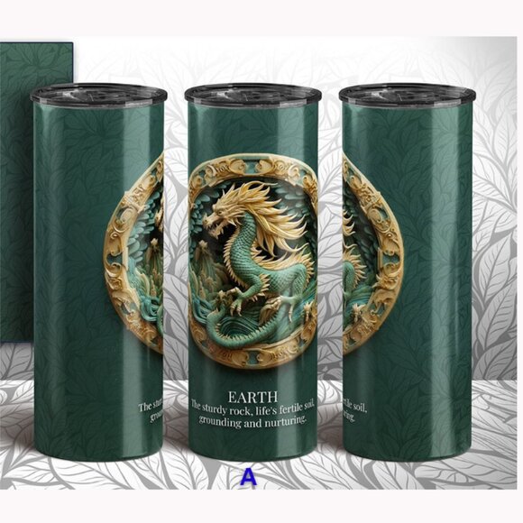 DRAGON - ASTROLOGY ELEMENT FOUR Signs Tumbler -Earth Fire Wind Water - NWT - Picture 2 of 11